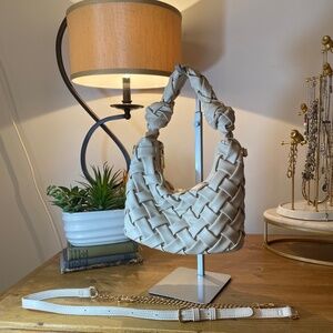 Urban Expressions Vegan Leather Woven Knot Handbag - Natural or Ivory Color